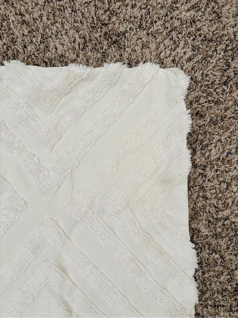 DKNY Cream Chevron Textured Throw Pillow Cover